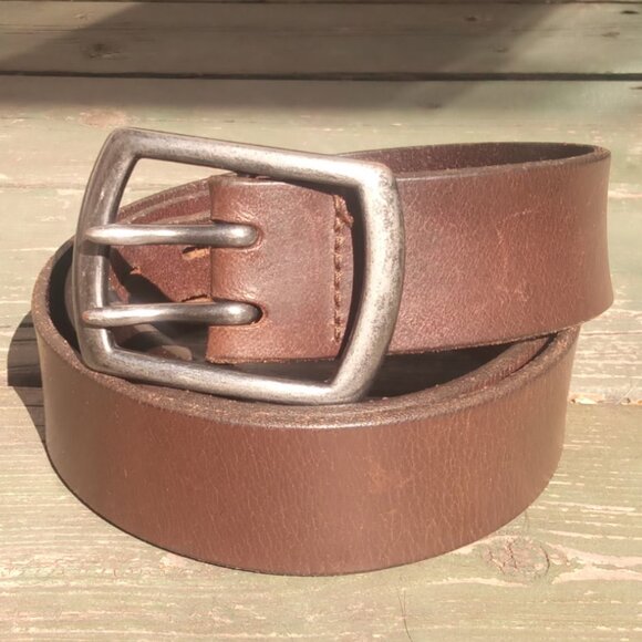 Vintage Old Navy Double Notch Unisex Real Leather Belt  - LG - Picture 1 of 9